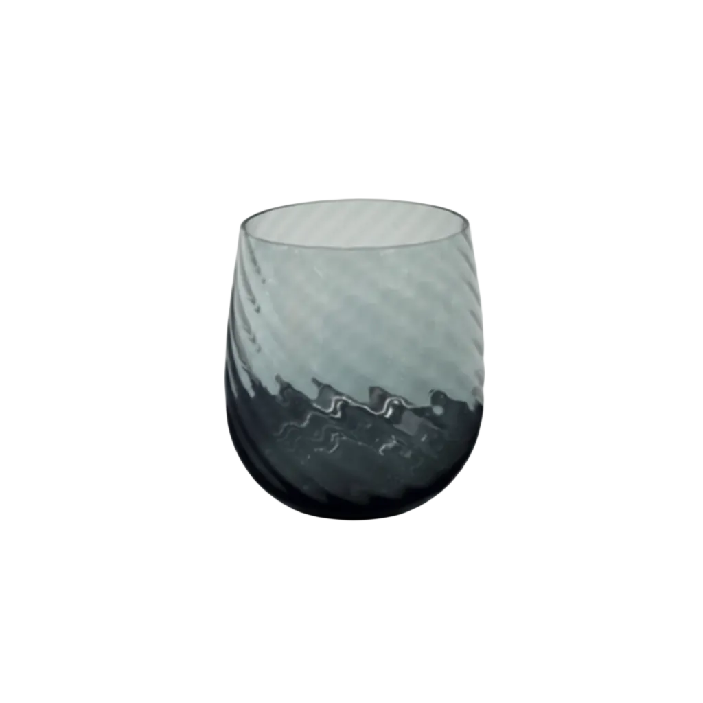 Smoky Blue Ribbed Glasses Set of 6
