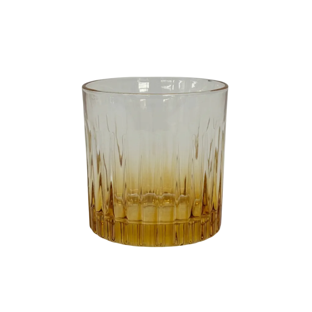 Amber Ombré Ribbed Rocks Glasses Set of 6