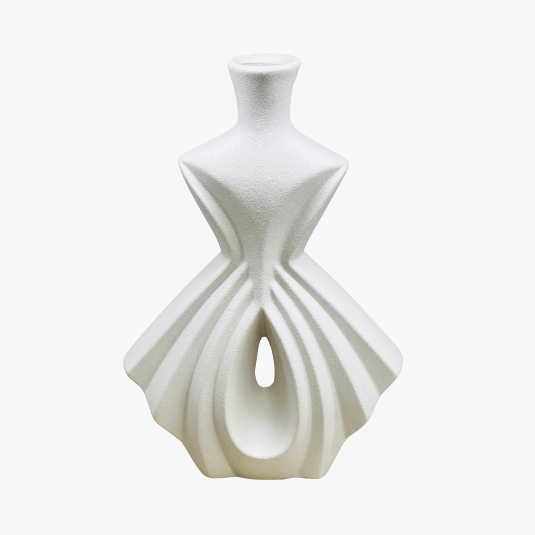 Modern Pleated Ceramic Silhouette Vase
