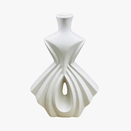 Modern Pleated Ceramic Silhouette Vase