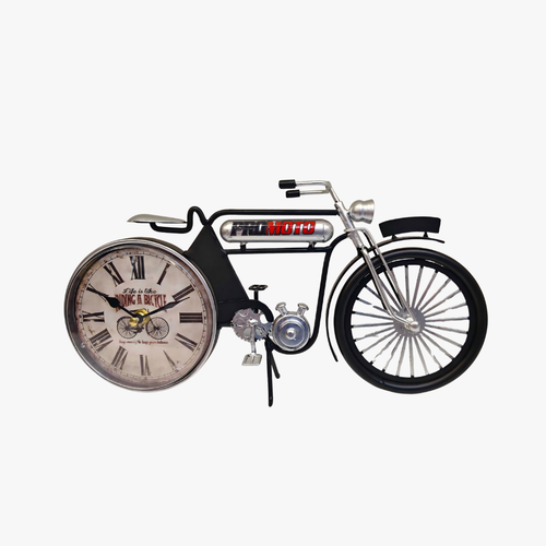 Vintage Metal Bicycle Table Clock with Roman Numerals