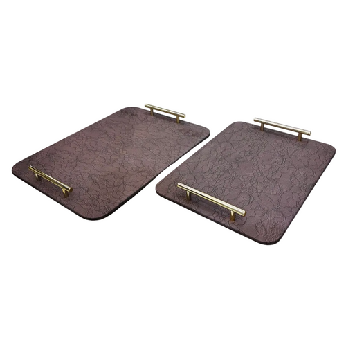 Ethereal Laced Serving Trays with Gold Handles