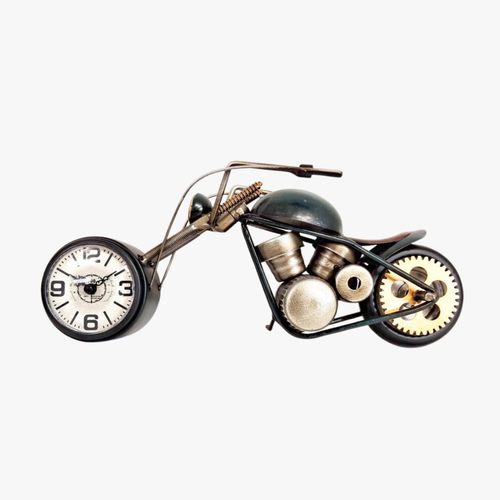 Vintage Industrial Metal Motorcycle Table Clock