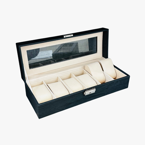 Classic 6-Slot Textured Watch Display Box