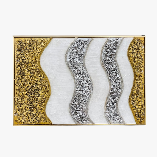 Luxury Crushed Quartz, Gold Leaf, and Textured Wave Collage