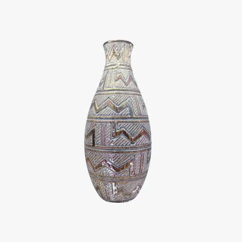 Rustic Geometric Textured Ceramic Vase