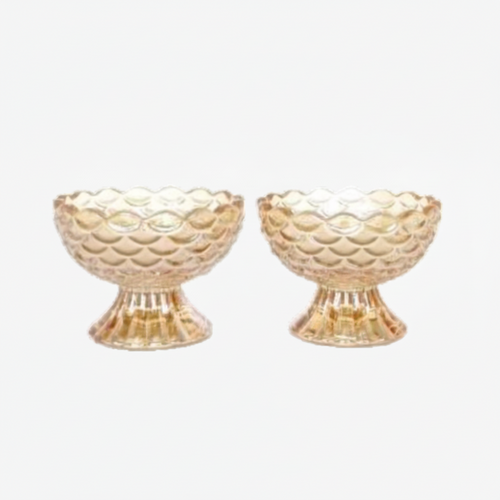 Amber Gold Serving Glass Bowls Set of 6