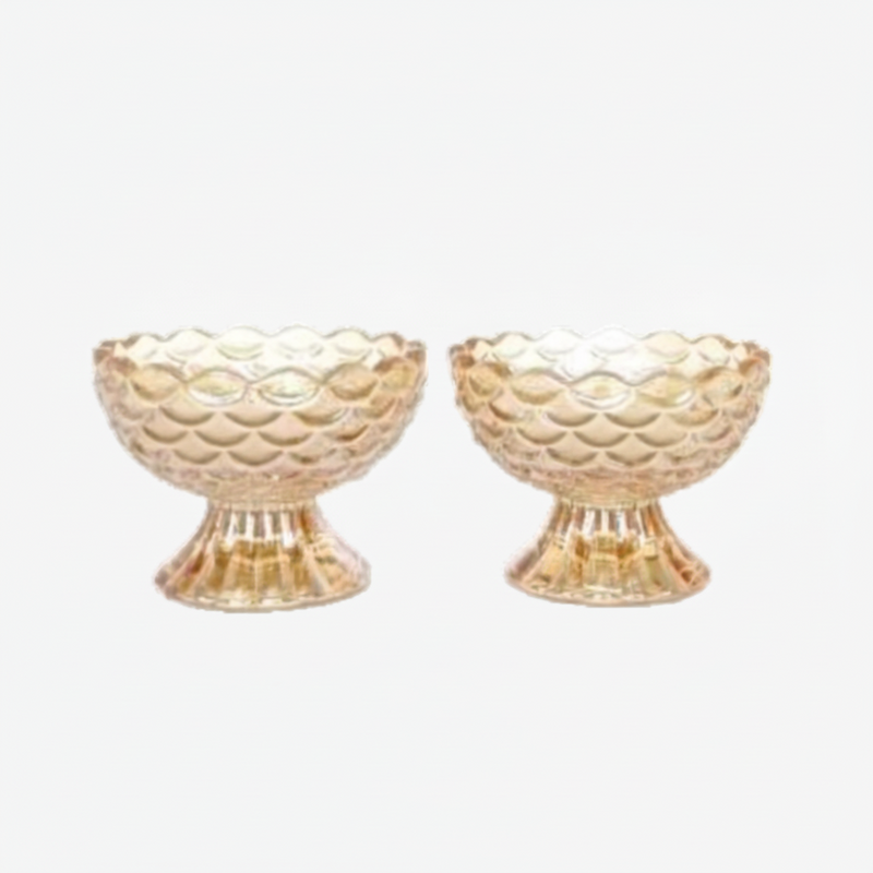 Amber Gold Serving Glass Bowls Set of 6