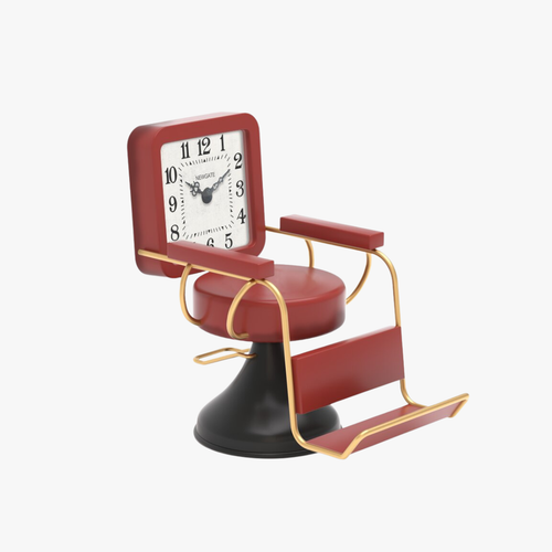 Vintage Barber Shop Chair Table Clock