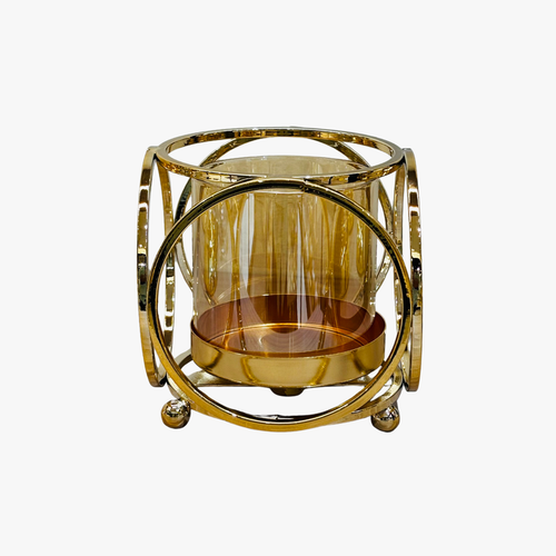 Modern Gold Small Ring Pillar Candle Holder