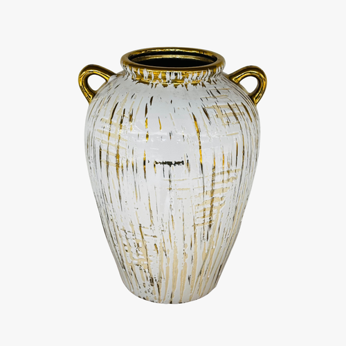 Imperial Gold Accented Textured Urn Vase