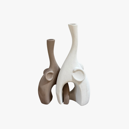 Minimalist Abstract Elephant Ceramic Vases Set of 2