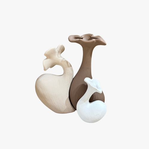 Minimalist Textured Bird & Blossom Vases Set of 3