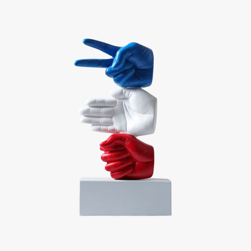 Retro Rock-Paper-Scissors Desk Statue