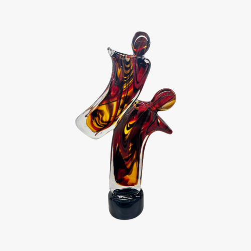 Modern Swirl Glass Couple Figurine with Solid Base