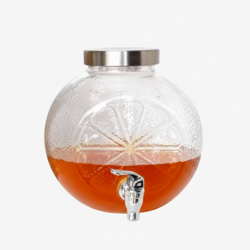 Round Glass Beverage Dispenser with Spigot