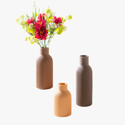 Modern Minimalist Ribbed Vase Set of 3