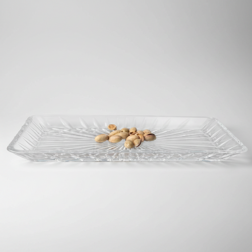 Crystal-Cut Glass Rectangular Serving Tray 11 Inch