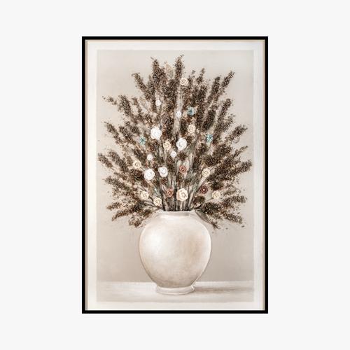Vintage Floral Bouquet in Vase Framed Wall Art