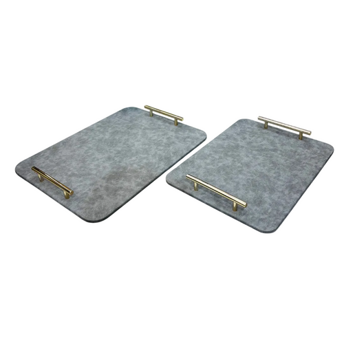 Slate Grey Serving Trays with Gold Handles