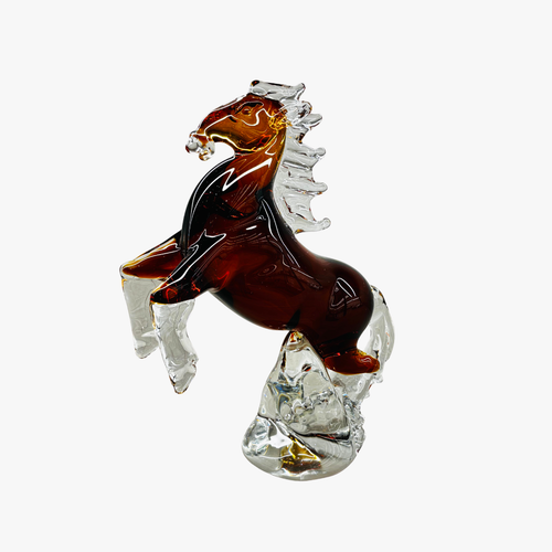 Elegant Glass Rearing Horse Figurine