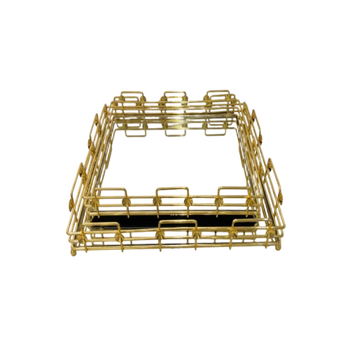 Imperial Gold Vanity Trays with Mirrored Bases Set of 2