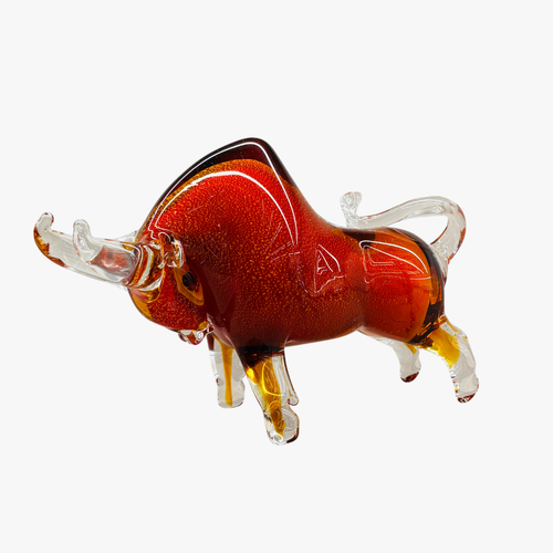 Murano Style Glass Bull Sculpture