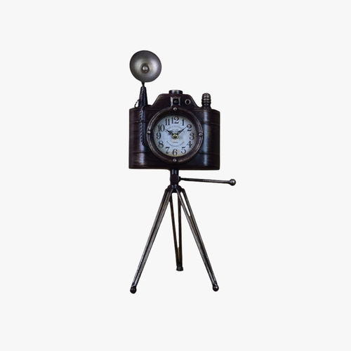 Vintage Camera-Style Table Clock on Tripod