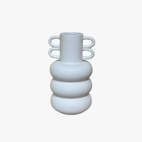 Elegant Double Loop Textured Ceramic Vase