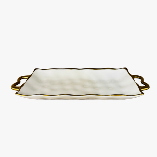 Elegant Gold Edges Ceramic Serving Platter