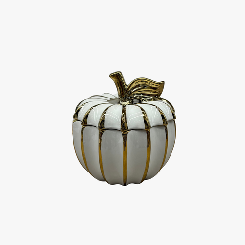 Elegant Gilded Apple Ceramic Jar with Lid