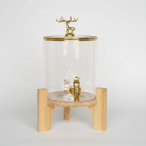 Royal Crest Glass Beverage Dispenser with Wooden Stand