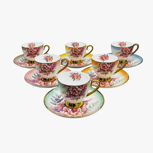 Royal Garden Rainbow Pastel Cup and Saucer Set of 6