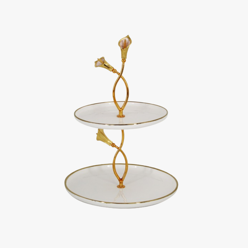White Round Cupcake Tower and Tiered Serving Platter