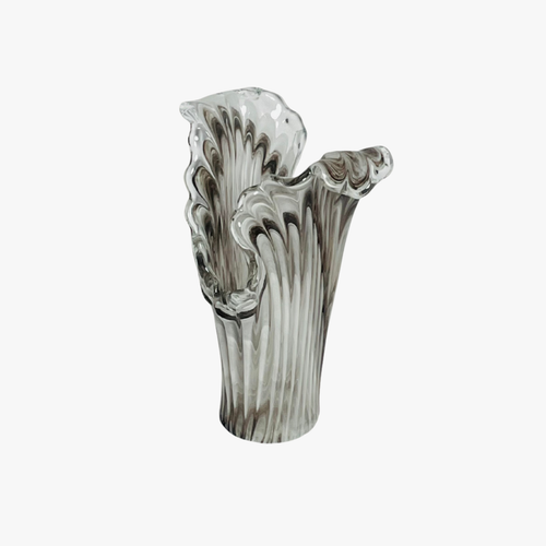 Elegant Charcoal Ribbon Glass Vase