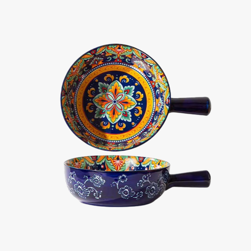 Imperial Blue Soup and Serving Bowl with Handle 9 Inch