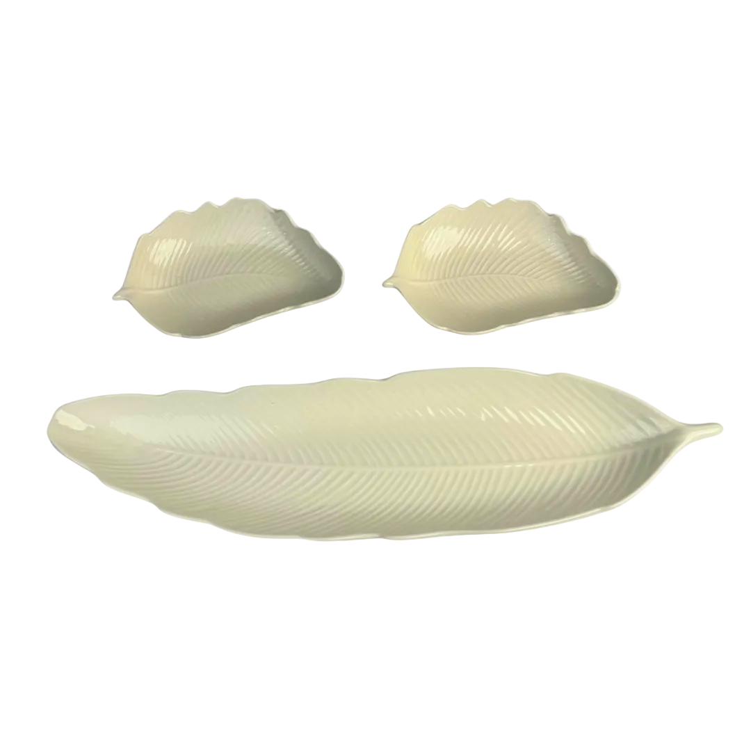 Botanical Leaf Serving Tray and Dipping Bowl Set