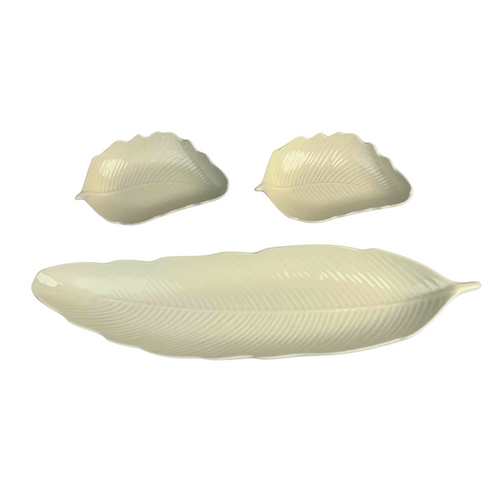 Botanical Leaf Serving Tray and Dipping Bowl Set