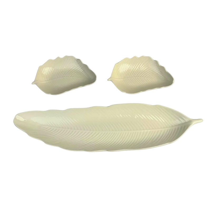 Botanical Leaf Serving Tray and Dipping Bowl Set