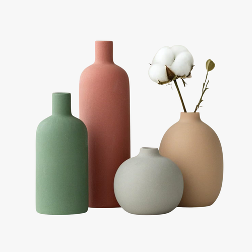 Elegant Matte Earth Tone Vase Set of 4