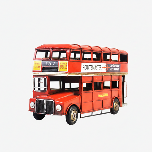 Vintage Metal Double Decker Bus Showpiece