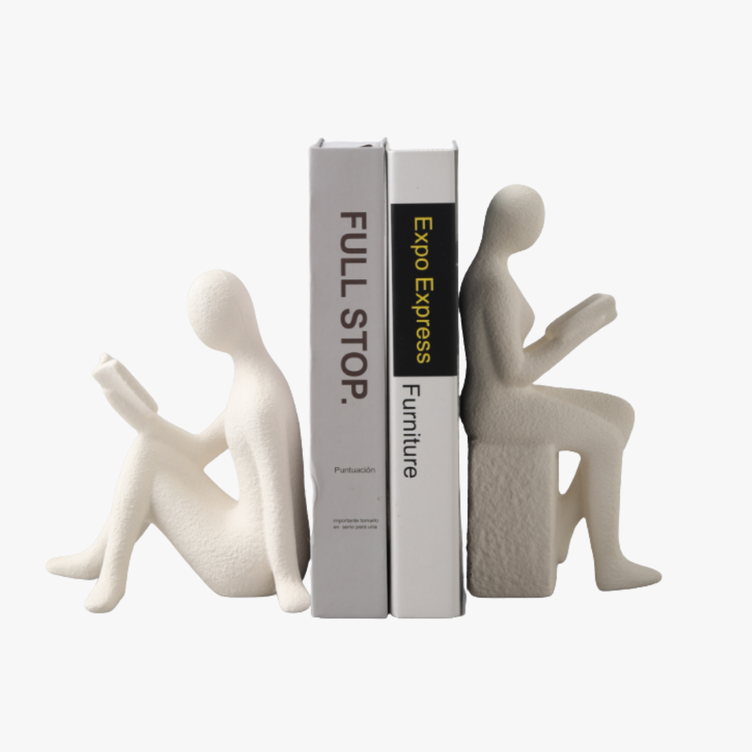 Elegant Sculptural Thinker Ceramic Bookends