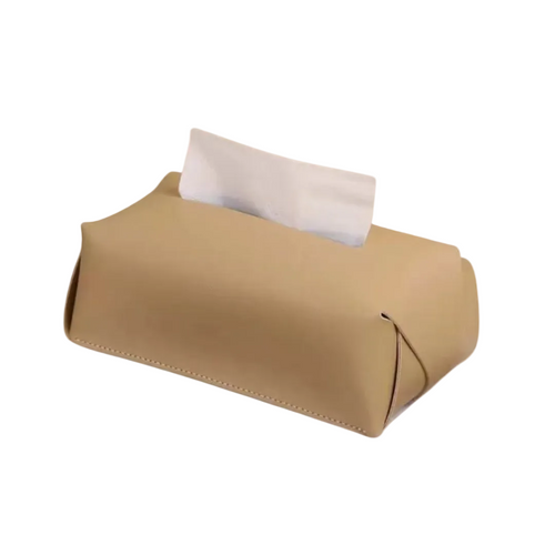 Modern Brown Leather Tissue Box