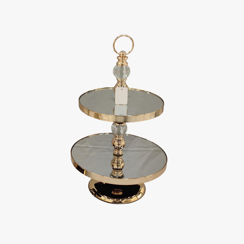 Elegant Mirrored Display Tray with Crystal Accents