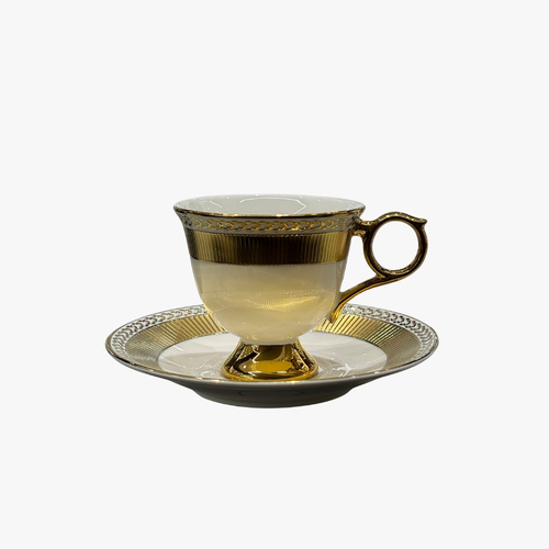 Imperial Gold-Plated Ceramic Cup with Saucer Set of 6