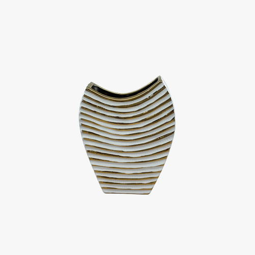 Luxury Wave White & Gold Ceramic Vase