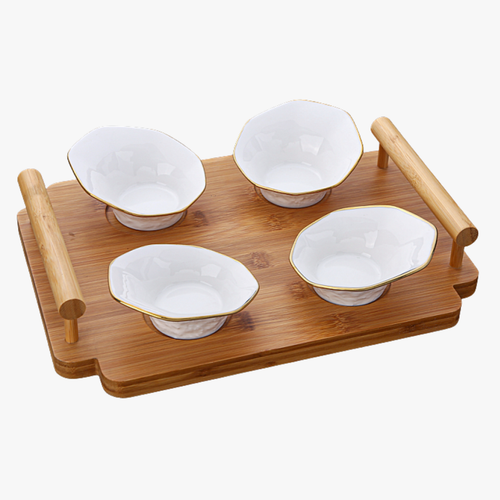 Materialistic Peak Bowl Set with Tray