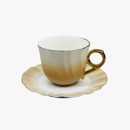 Vintage Orange Tone Cup with Saucer Set of 6