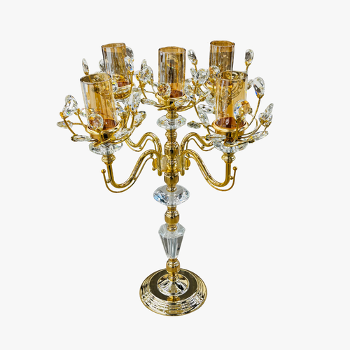 Imperial 5-Light Gold Candle Stand with Crystal Accents