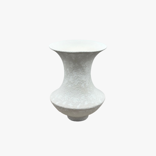 Elegant Chalk White Textured Sculptural Vase